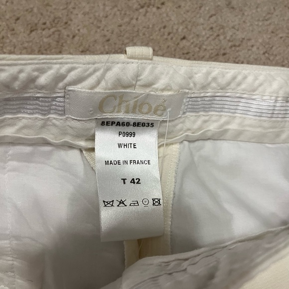 Chloe white ribbed, wide legged cuffed pants Sz T42 (US size 10) - Picture 9 of 10